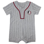 Colosseum Infant Seminole Logo Striped Baseball Romper - Grey