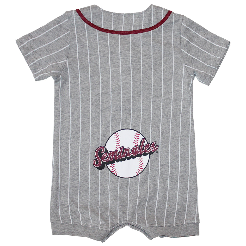Colosseum Infant Seminole Logo Striped Baseball Romper - Grey