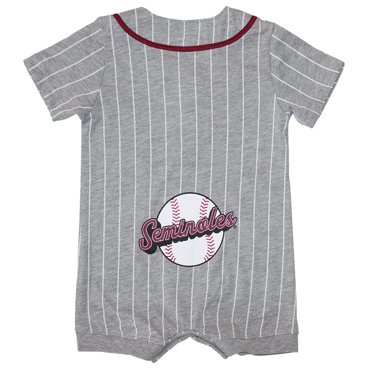 Colosseum Infant Seminole Logo Striped Baseball Romper - Grey