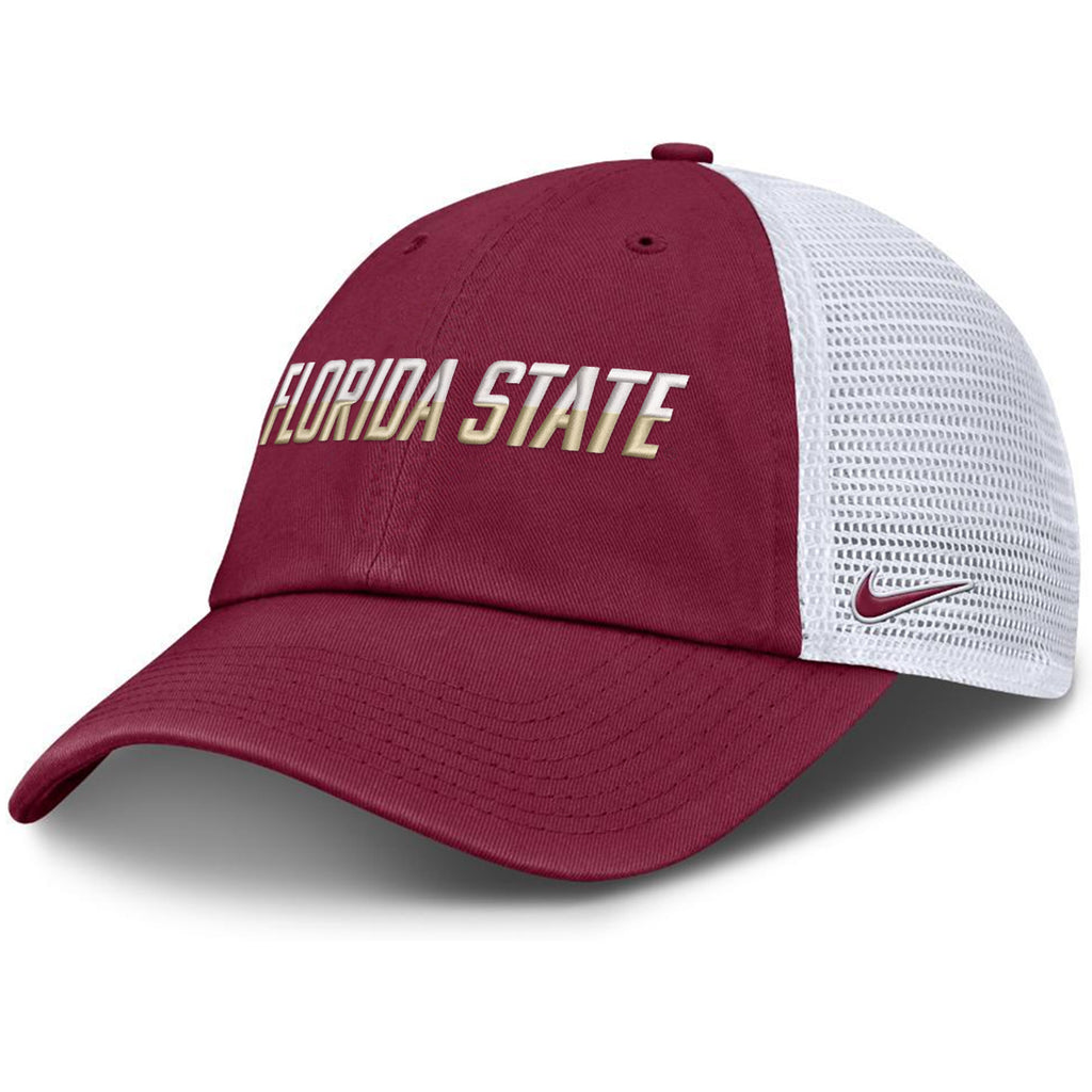 Nike Youth Florida State/Seminole Logo Adjustable Trucker Hat - Garnet/White
