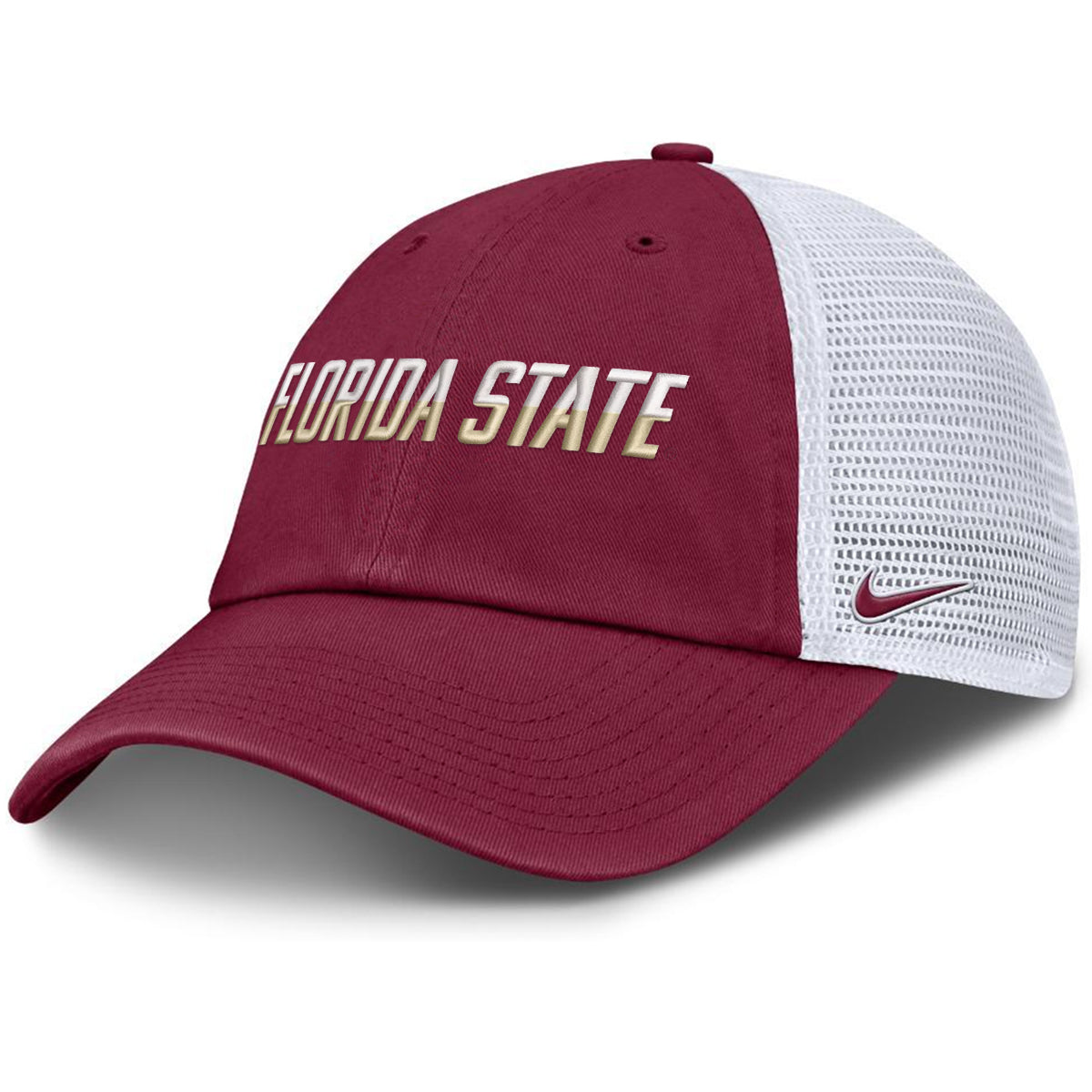 Nike Youth Florida State/Seminole Logo Adjustable Trucker Hat - Garnet/White