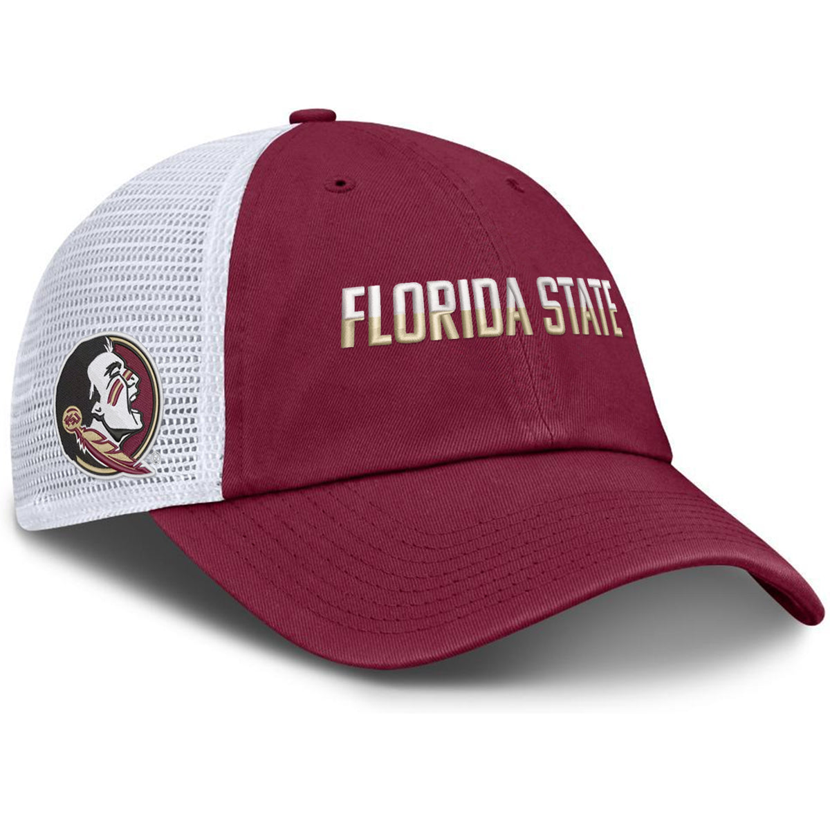 Nike Youth Florida State/Seminole Logo Adjustable Trucker Hat - Garnet/White