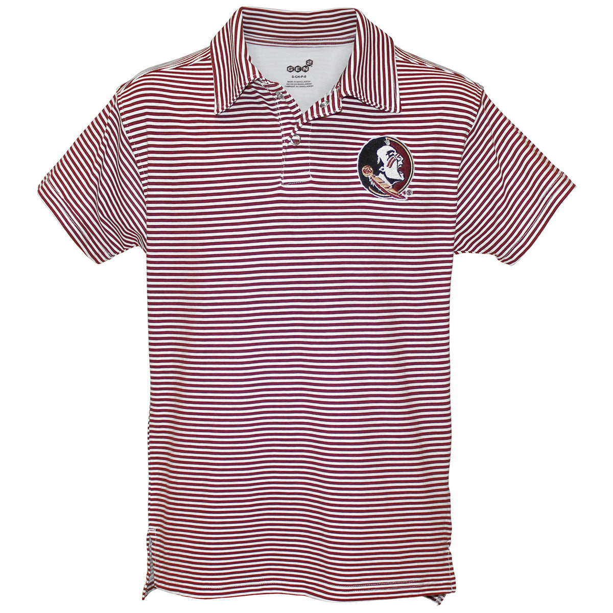 Outerstuff Youth Seminole Logo Striped Polo - Garnet/White
