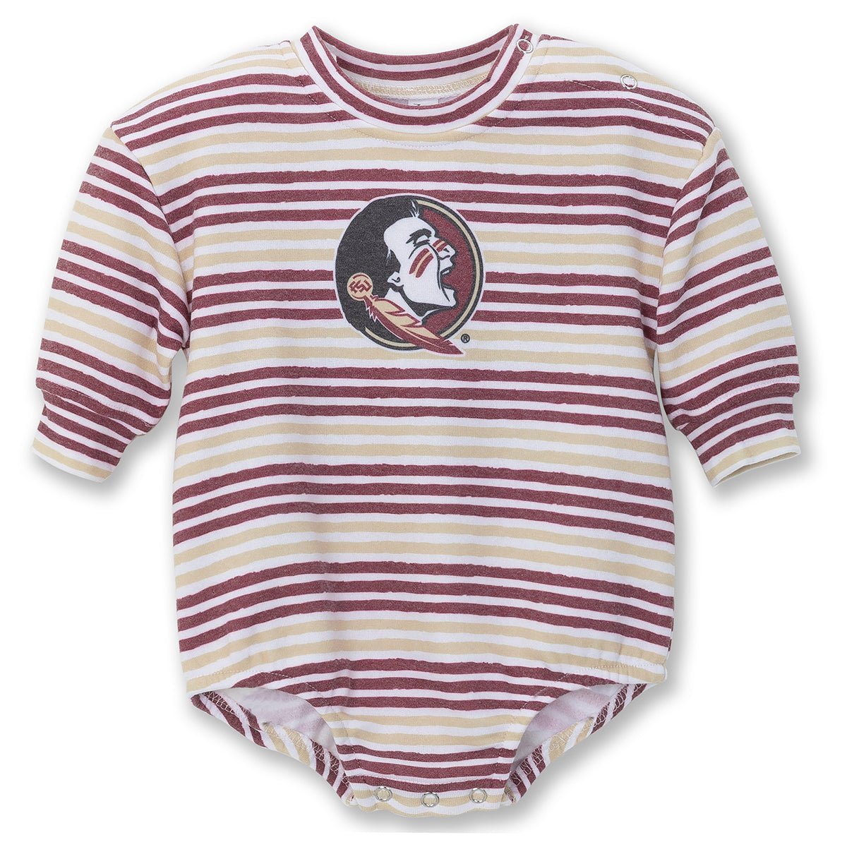 ZooZatz's Infant Seminole Logo Cozy Fleece Striped Onesie - White
