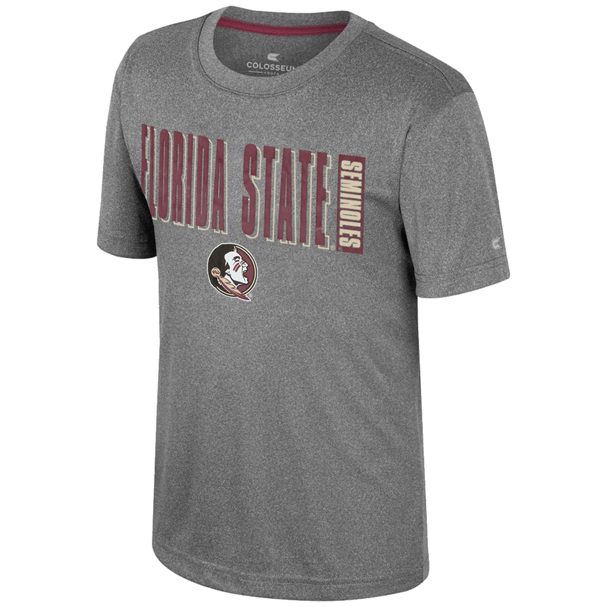 Colosseum Youth Florida State Seminoles/Seminole Logo Short Sleeve Performance T-shirt - Heather Charcoal