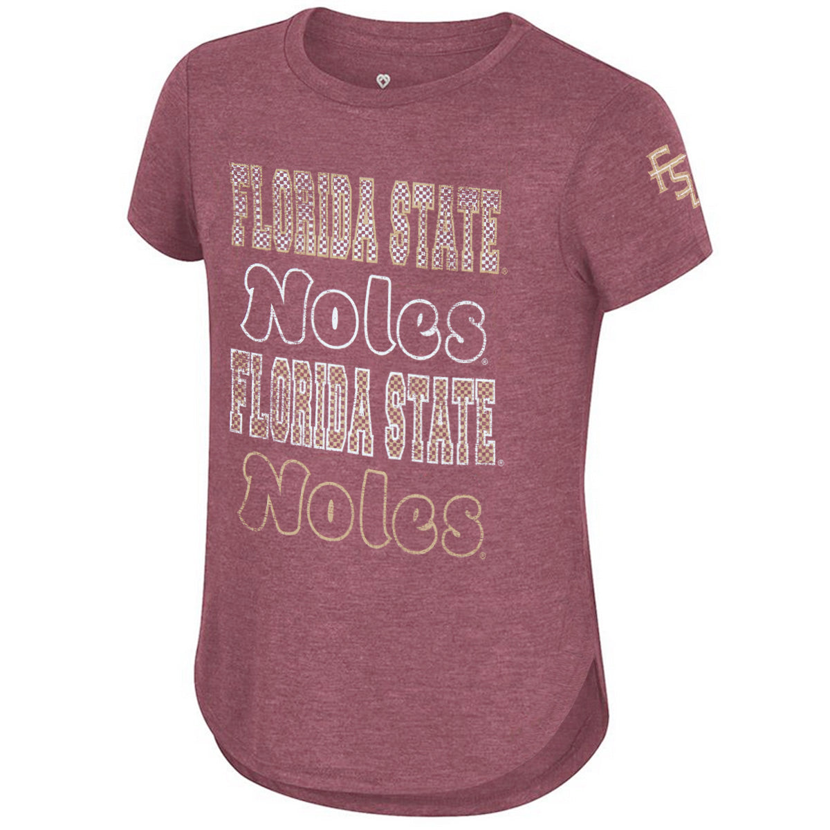Colosseum Youth Girl's Florida State Noles Design Short Sleeve T-shirt - Garnet