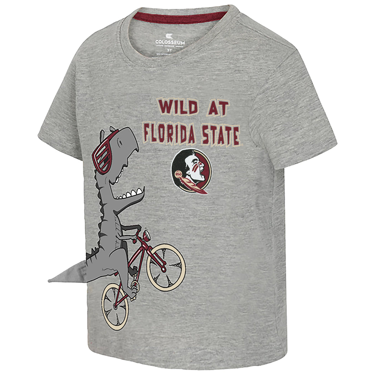 Colosseum Toddler Boy's Wild at Florida State Dinosaur Design Short Sleeve T-shirt - Heather Grey