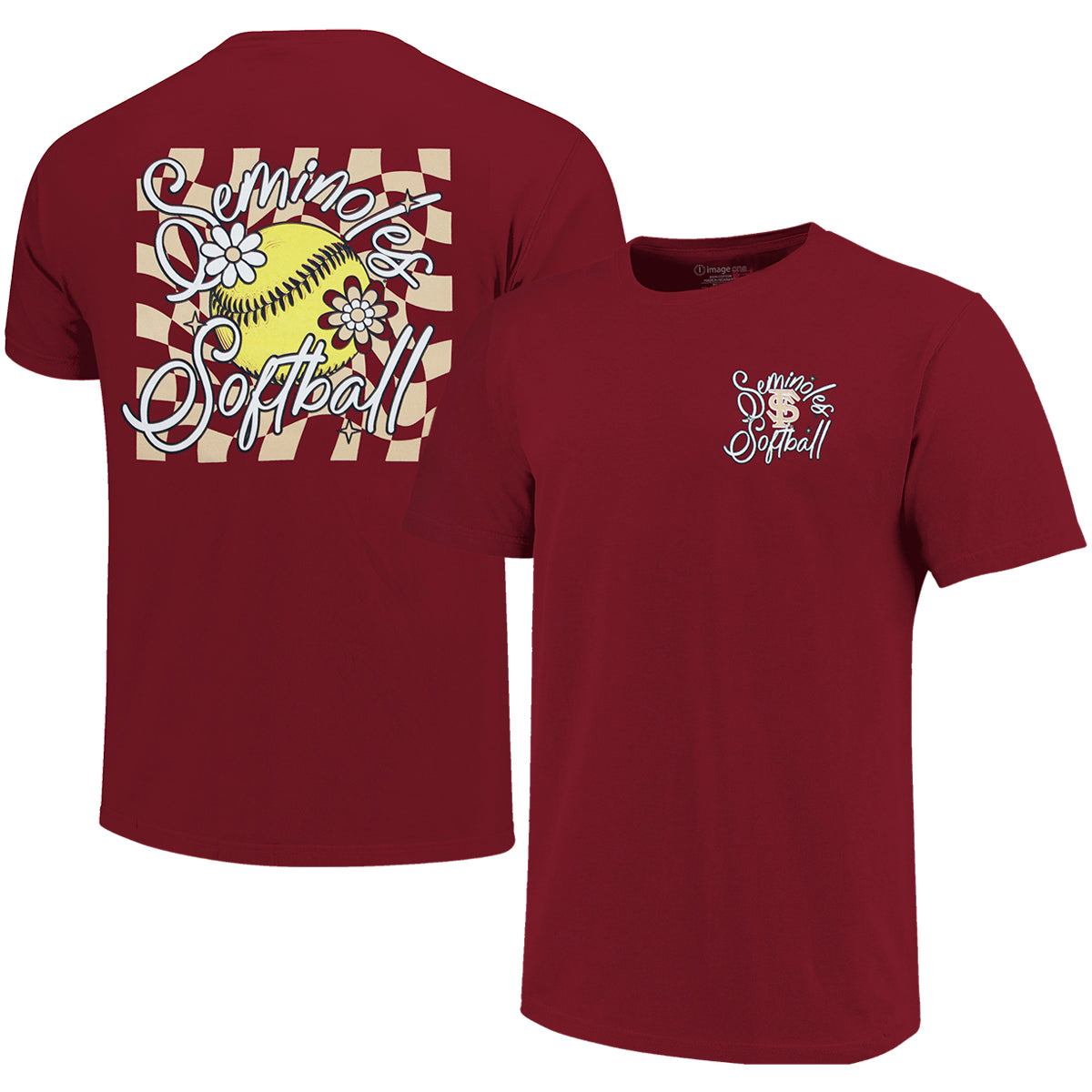 Image One Youth Seminoles Softball Interlocking FS Design Short Sleeve T-shirt - Garnet