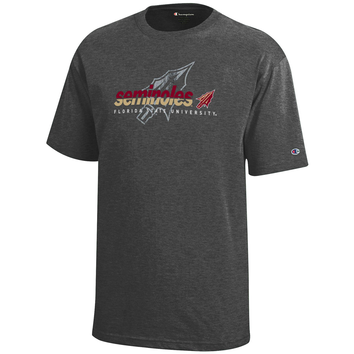Champion Youth Seminoles Florida State University Arrowhead Design Short Sleeve T-shirt - Granite