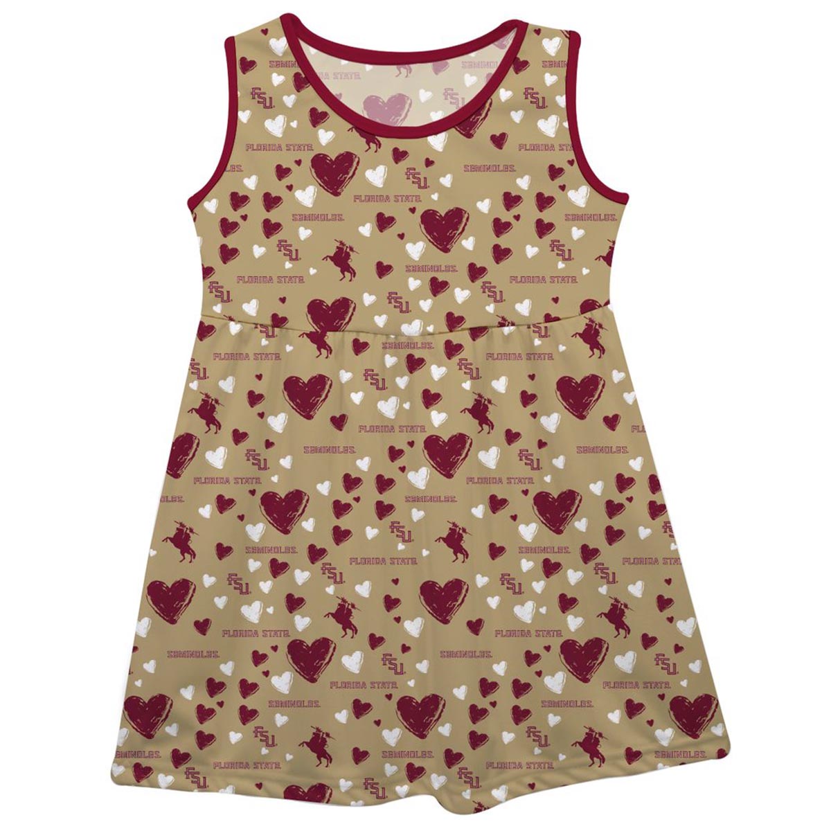 Vive La Fete Girl's Unconquered Silhouette Heart Design Tank Dress - Gold/Garnet