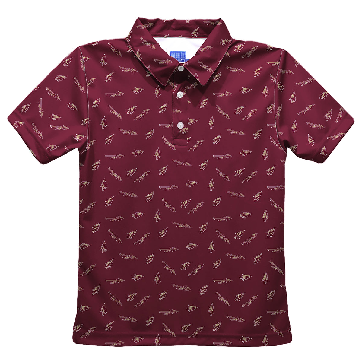 Vive La Fete Boys Arrowhead/Spear Design Performance Polo - Garnet