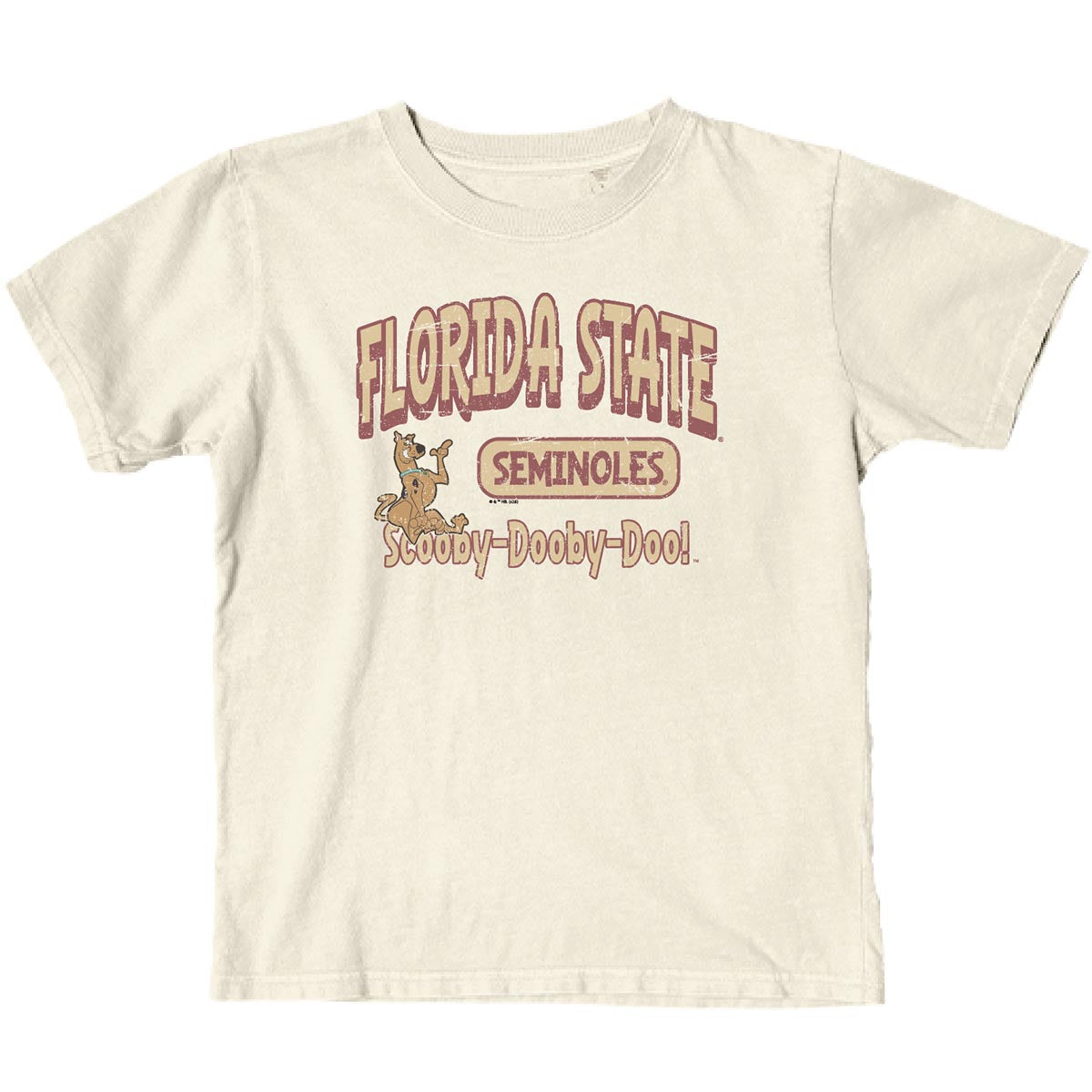 Blue 84 Youth Florida State Scooby Dooby Doo Design Short Sleeve T-shirt - Ivory