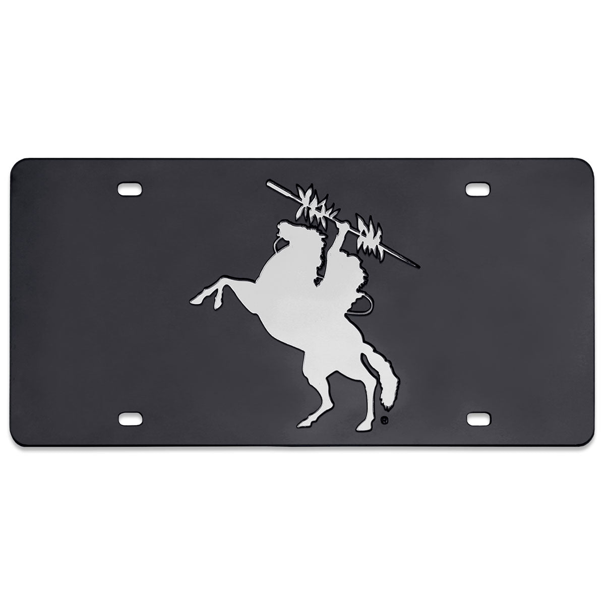 Rico Unconquered Silhouette Mirrored Acrylic License Plate - Silver/Black