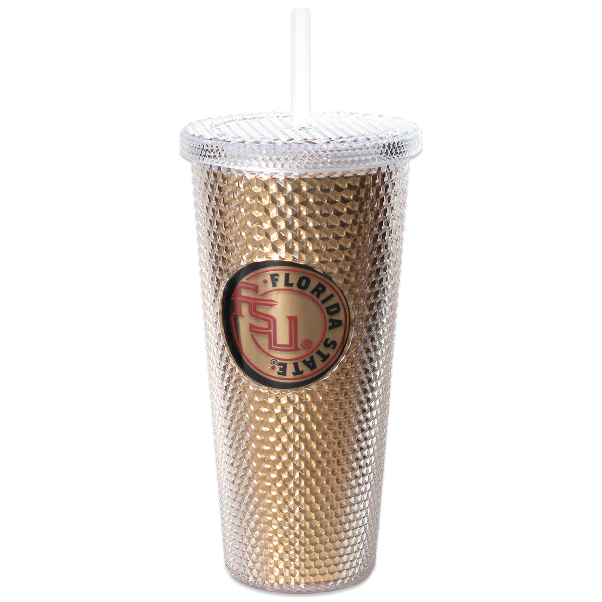 Spirit Products Stacked FSU/Florida State Design 24oz Acrylic Studded Tumbler - Metallic Gold