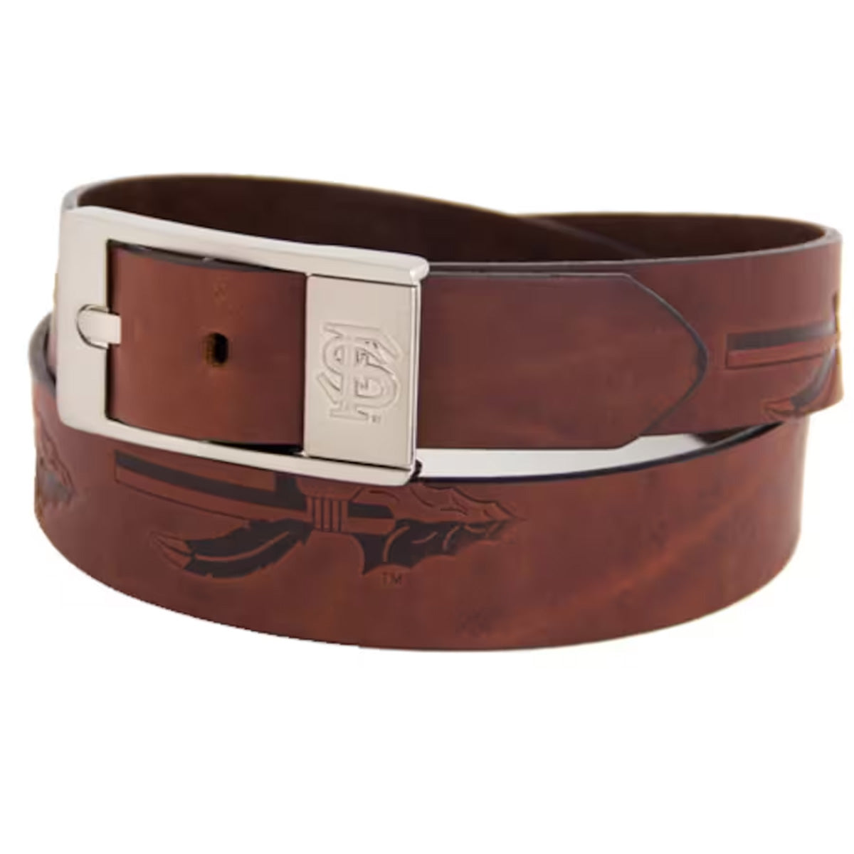 Eagles Wings Men's FS Spear Design Brandish Leather Belt - Brown