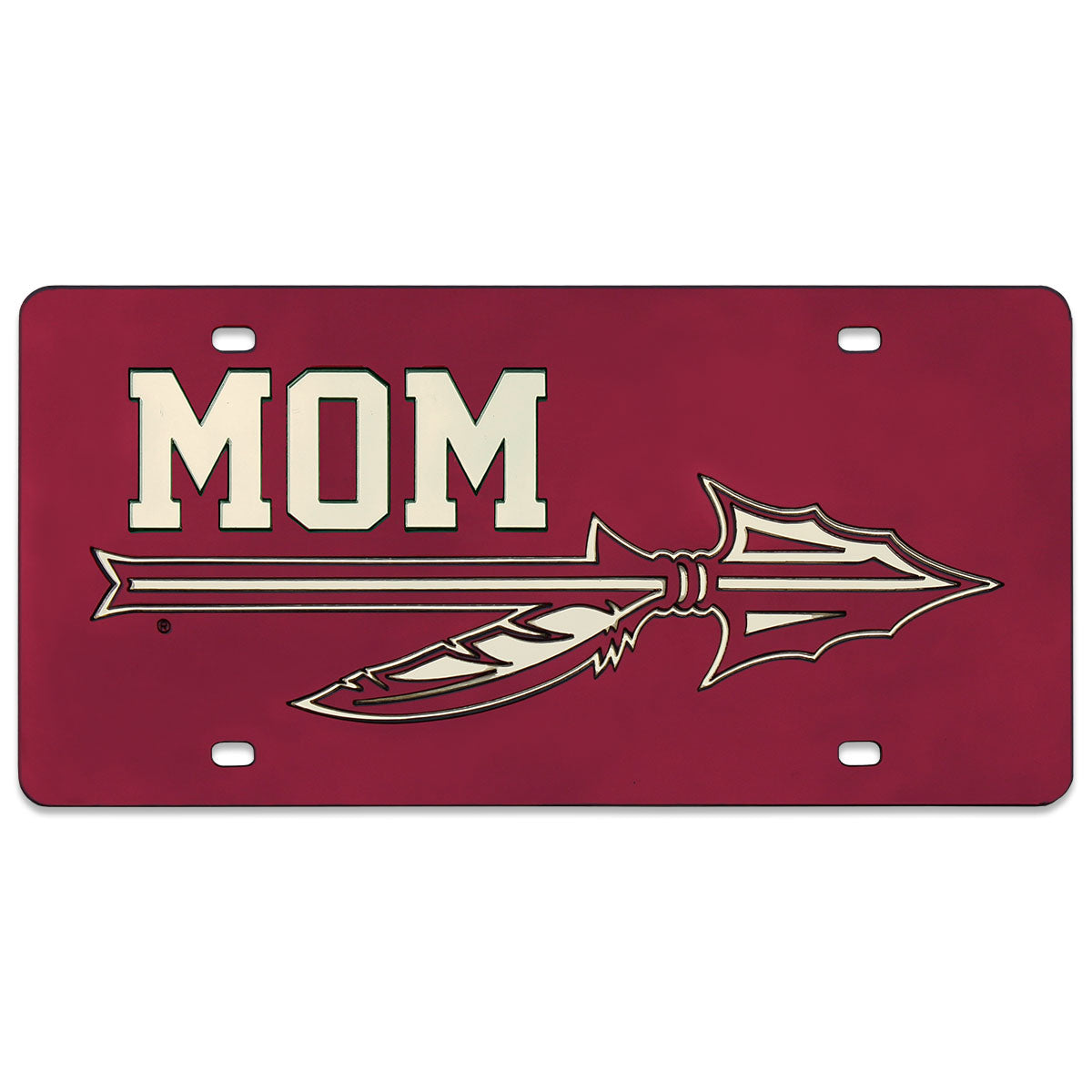 Rico Mom Spear Design Mirrored Acrylic License Plate - Garnet