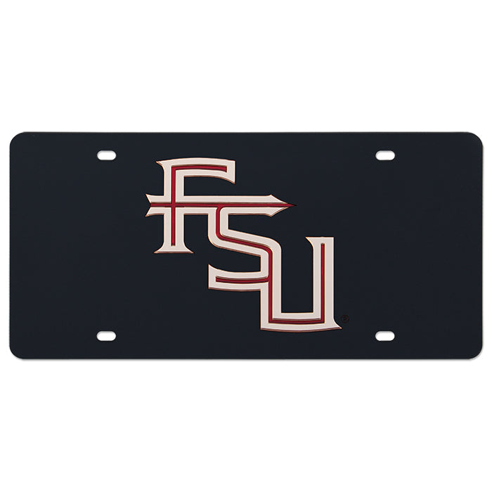 Mirrored License Plate with Stacked FSU Black