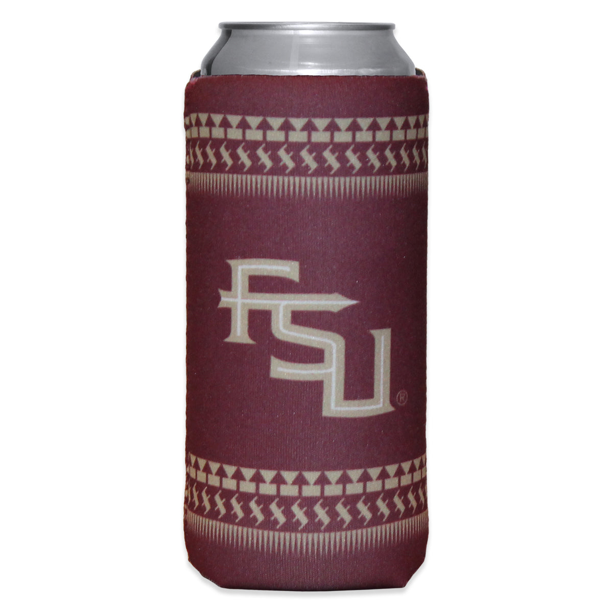Logo Brands Seminole Logo/Stacked FSU Tribal Pattern Slim Can
