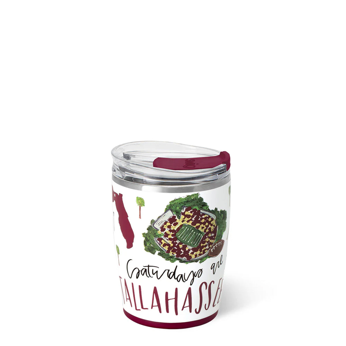 Swig Saturdays in Tallahassee Design 12oz Stainless Steel Tumbler - White