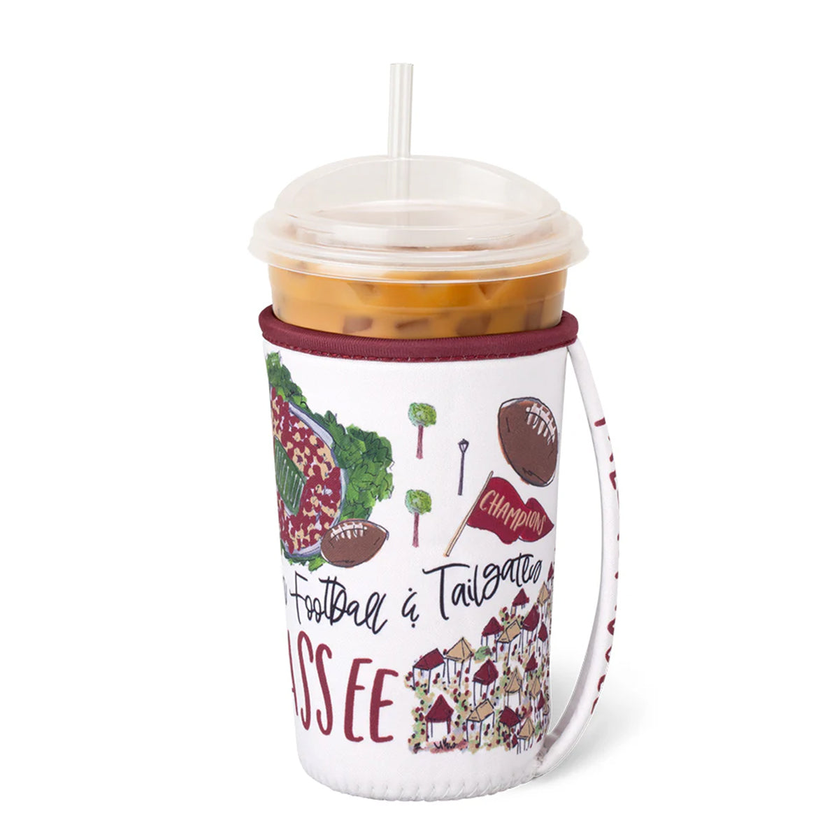Swig Saturdays in Tallahassee Design Medium Iced Cup Coolie - White