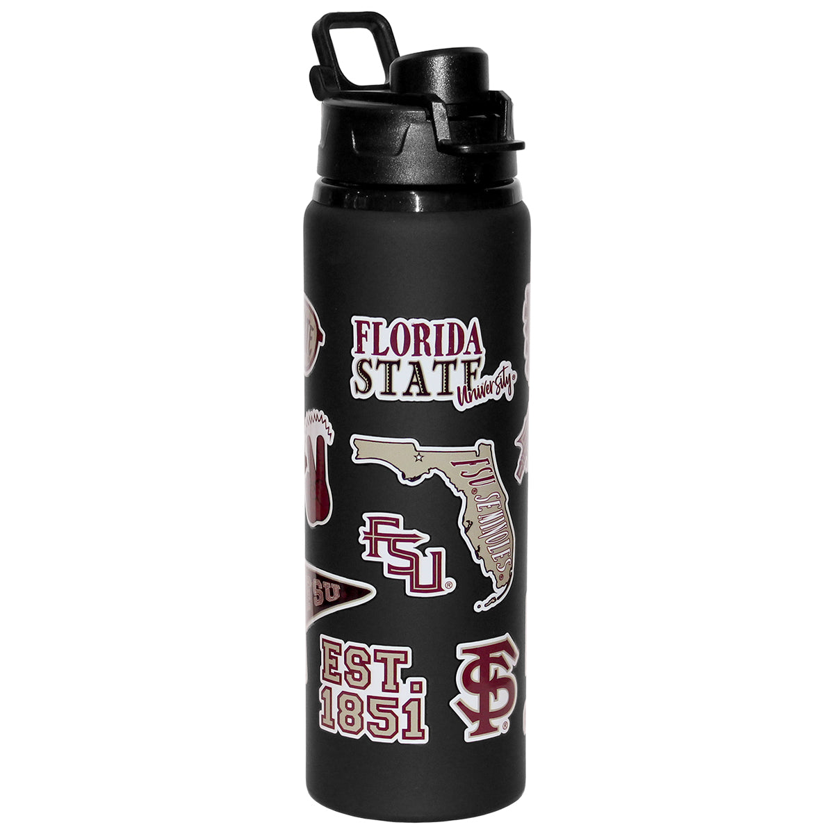 Spirit Products Florida State Multi Logo Design 28oz Aluminum Sport Bottle - Black