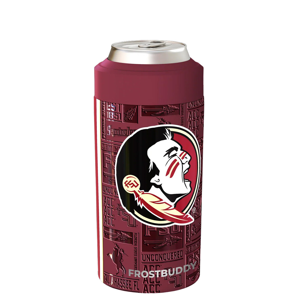 Frostbuddy Seminole Logo Design Universal Can Cooler - Garnet