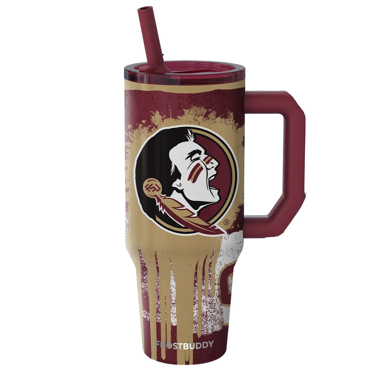 Frostbuddy Seminole Logo Design 40oz Insulated Tumbler - Garnet/Gold