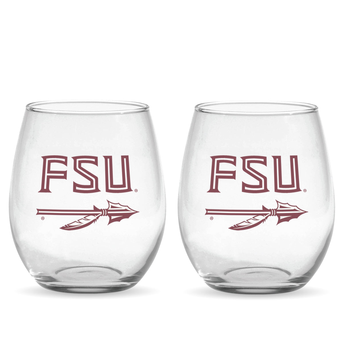 Neil FSU Spear 15oz Stemless Wine Glass Set