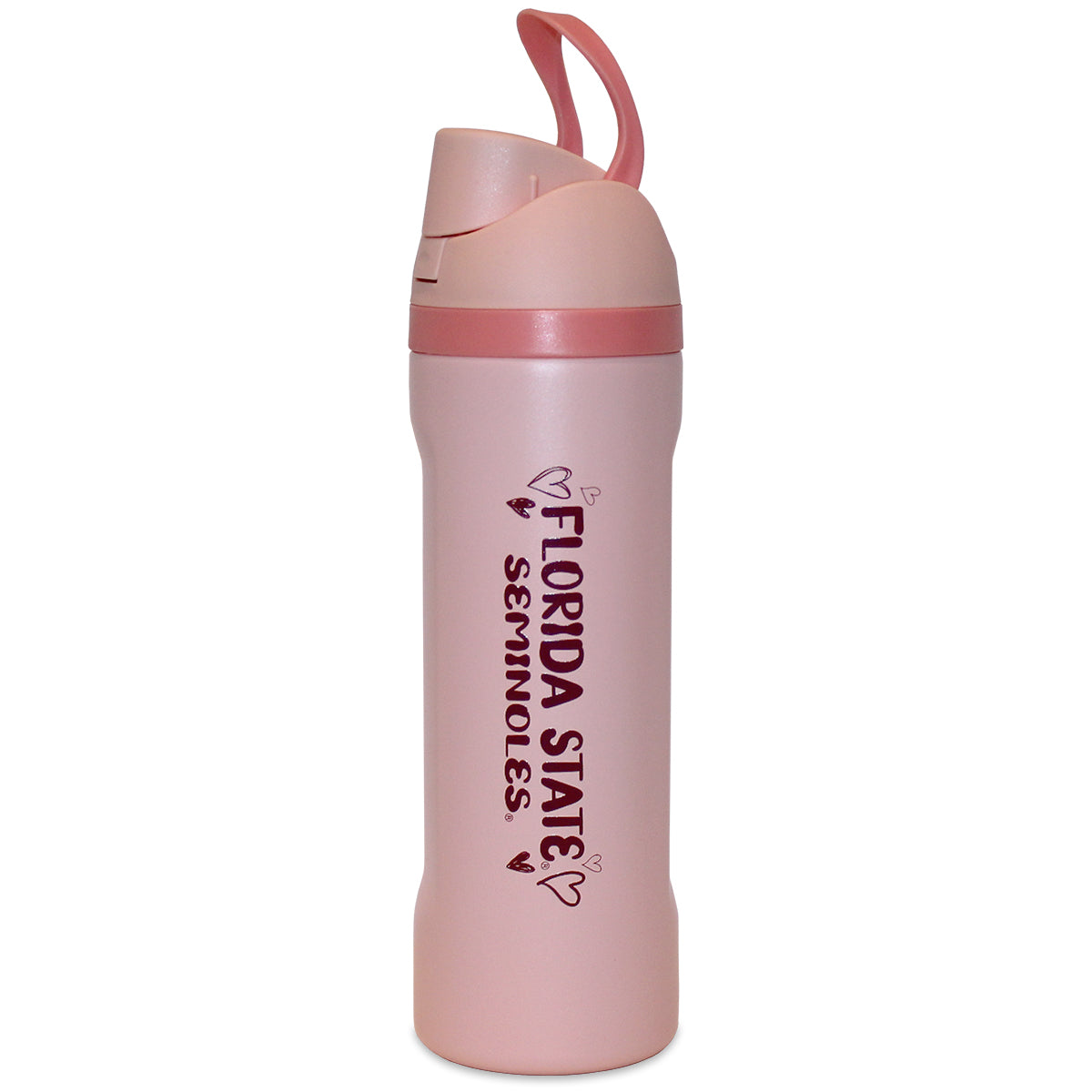 Florida State Seminoles Heart Design 24oz Double Wall Stainless Thermal Bottle - Pink