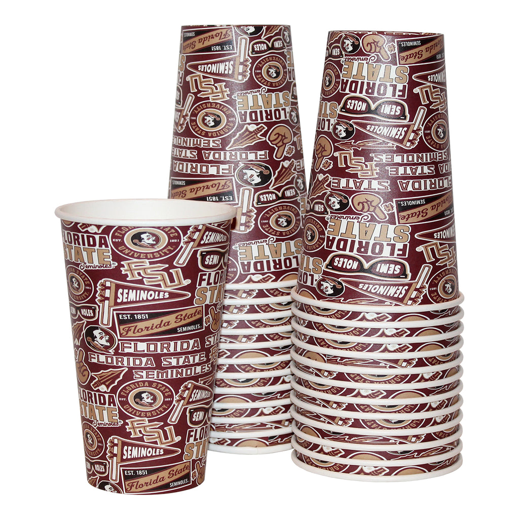 Spirit Products Florida State Seminoles Multi Logo Design 9" Paper Cup 25Pk - Garnet