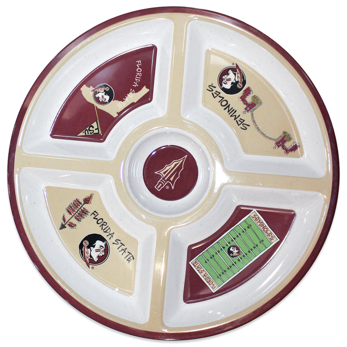 Magnolia Lane Florida State University Assorted Designs Melamine 5-Section Tray
