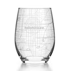 Etched Florida State University Campus Map Stemless Wine Glass
