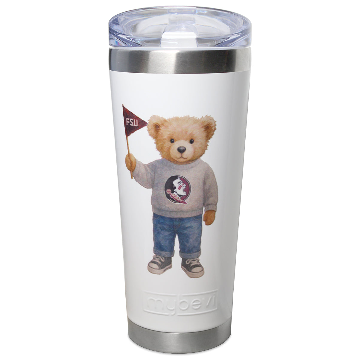 Nordic Florida State Teddy Bear Design 26oz Stainless Steel Tumbler - White
