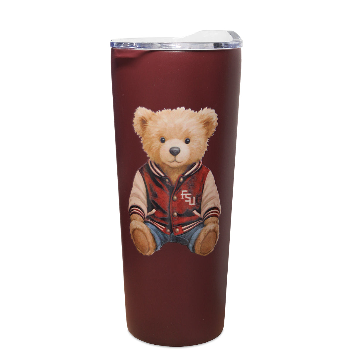Nordic Florida State Teddy Bear Design 22oz Stainless Steel Tumbler - Garnet