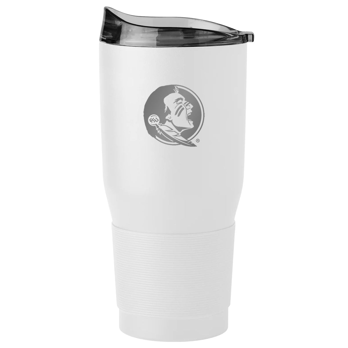 Logo Brands Seminole Logo 30oz Powder Coat Stainless Steel Tumbler - White