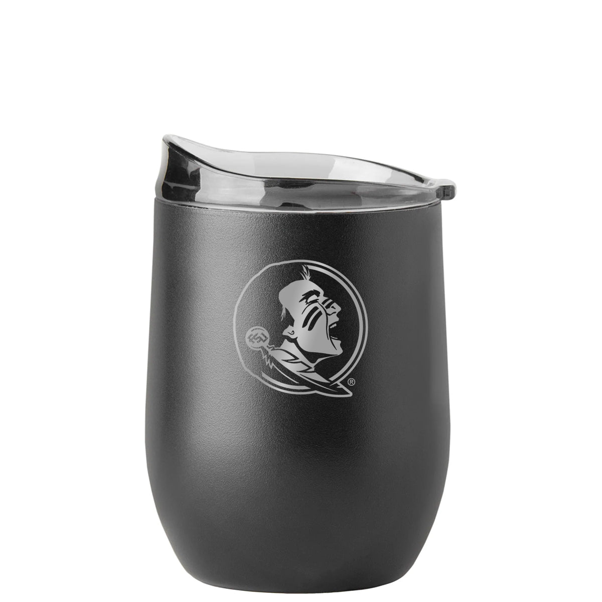 Logo Brands Seminole Logo 16oz Powder Coat Stainless Steel Curved Beverage Glass - Black