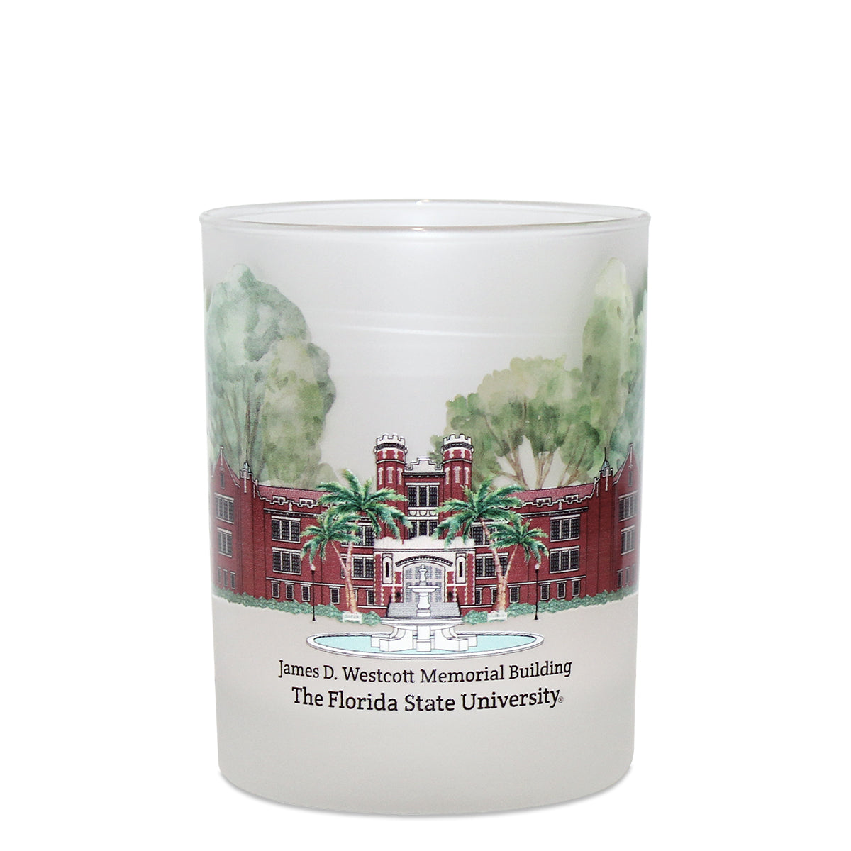 RFSJ Florida State University Westcott Building Art Design 14oz Frosted Rocks Glass