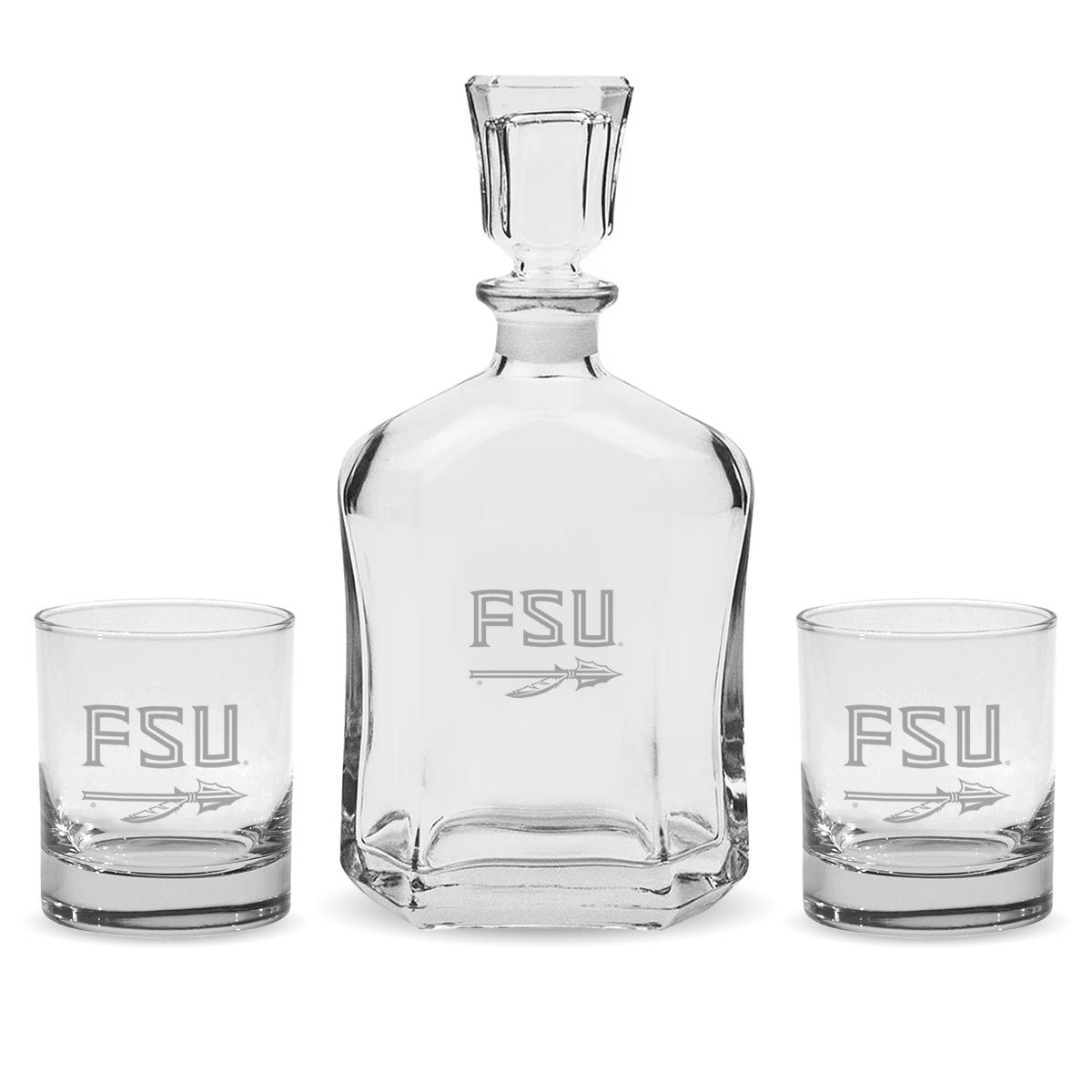 RFSJ Etched FSU Spear Decanter Set Gift Box