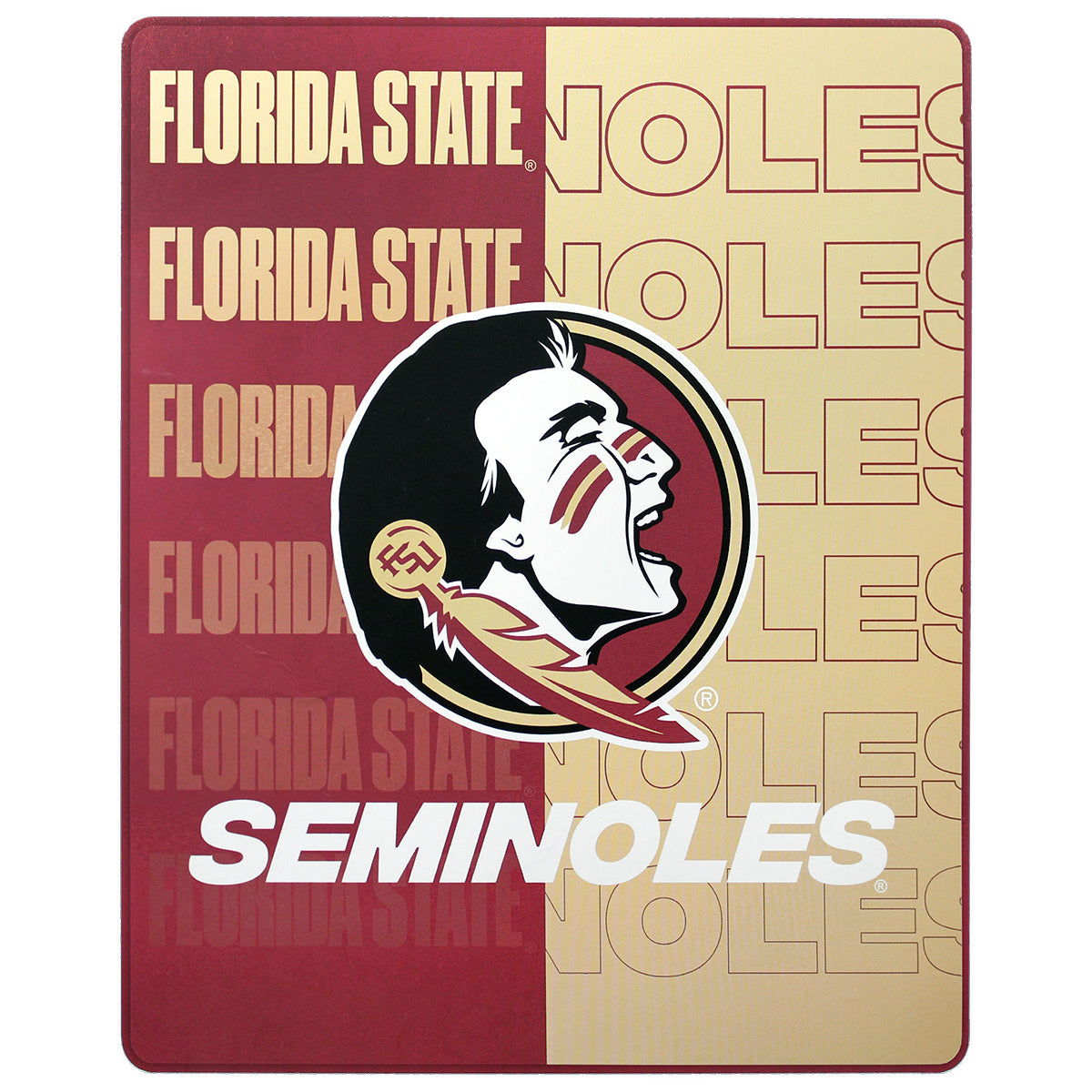 Northwest Florida State Seminoles/Seminole Logo 50"x60" Raschel Throw - Garnet/Gold
