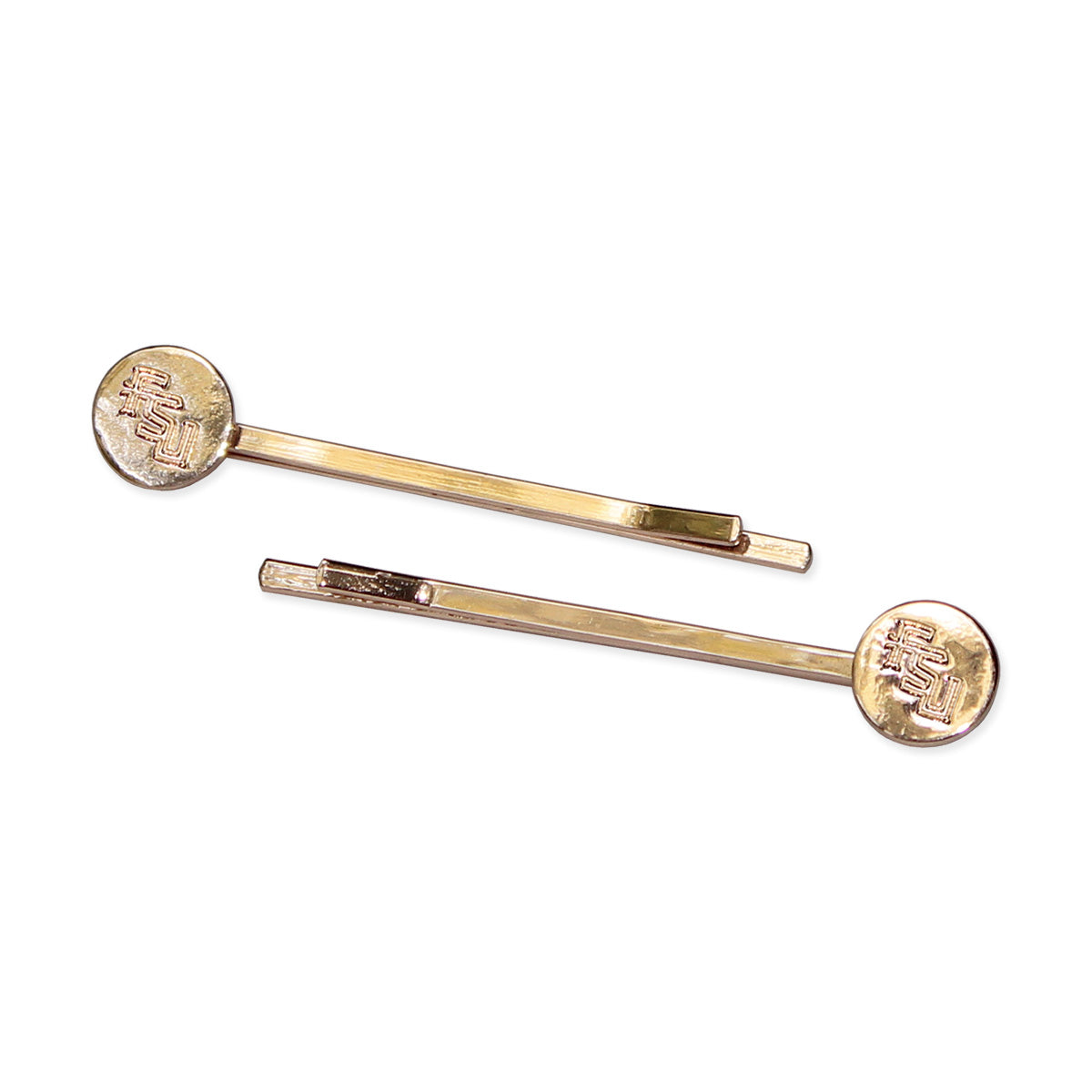 Shelby & Grace Stacked FSU Logo Gold Plated Bobby Pins