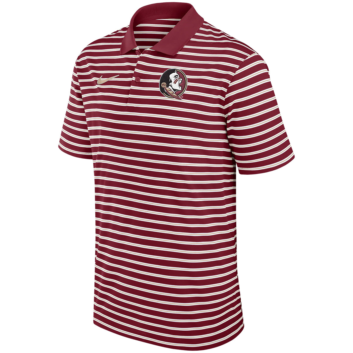 Nike Men's Seminole Logo Striped Polo - Garnet/Gold/White