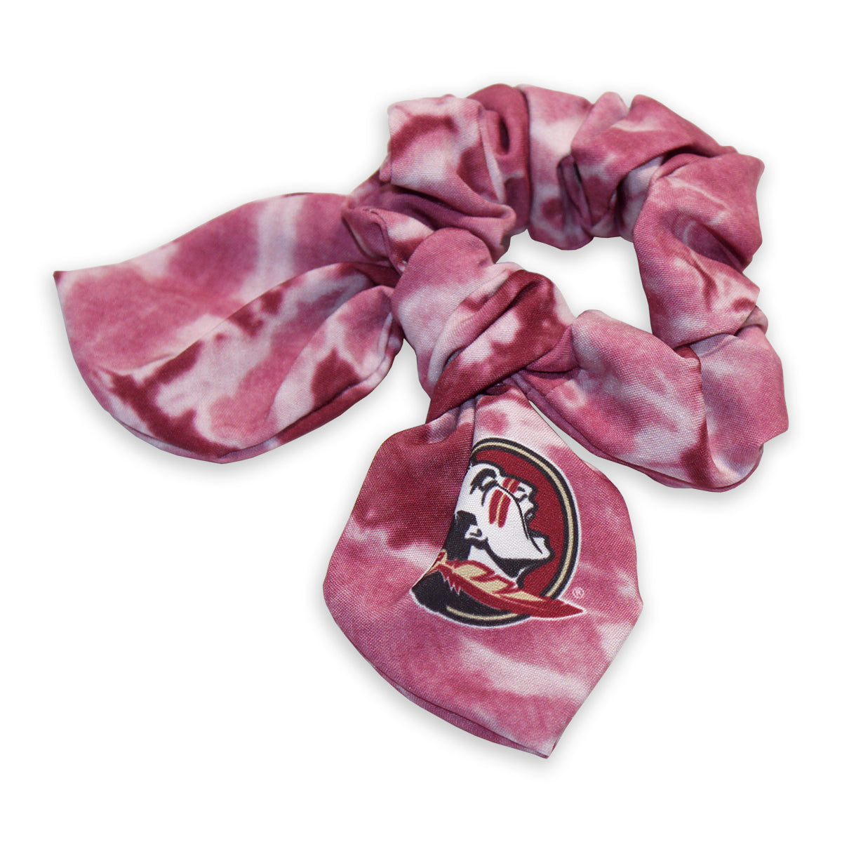 ZooZatz Seminole Logo Vapor Mist Knot Scrunchie - Garnet/White