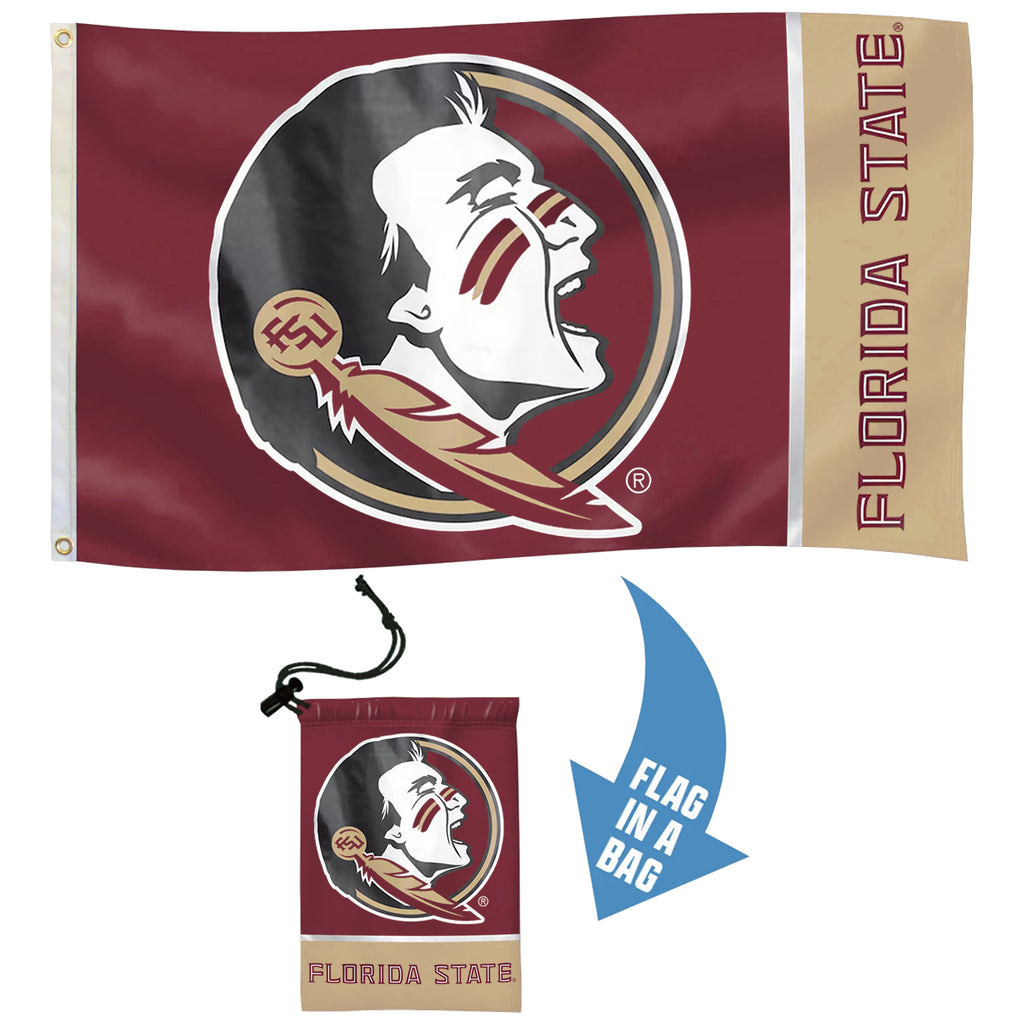 University Blanket & Flag Seminole Logo/Florida State 3x5 Flag in a Bag - Garnet