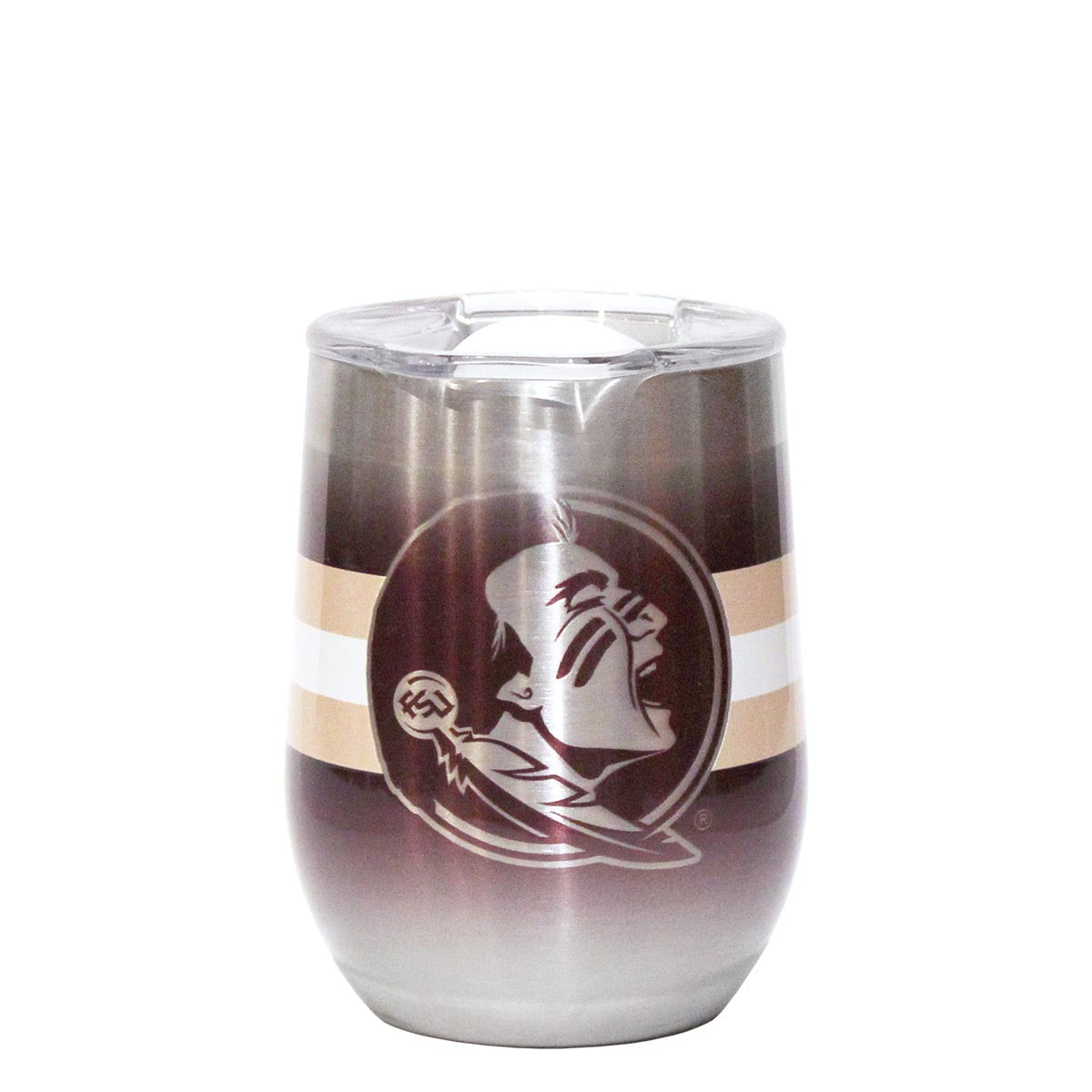 Gametime Sidekicks Seminole Logo Design 12oz Stainless Steel Insulated Stemless Wine Tumbler - Silver