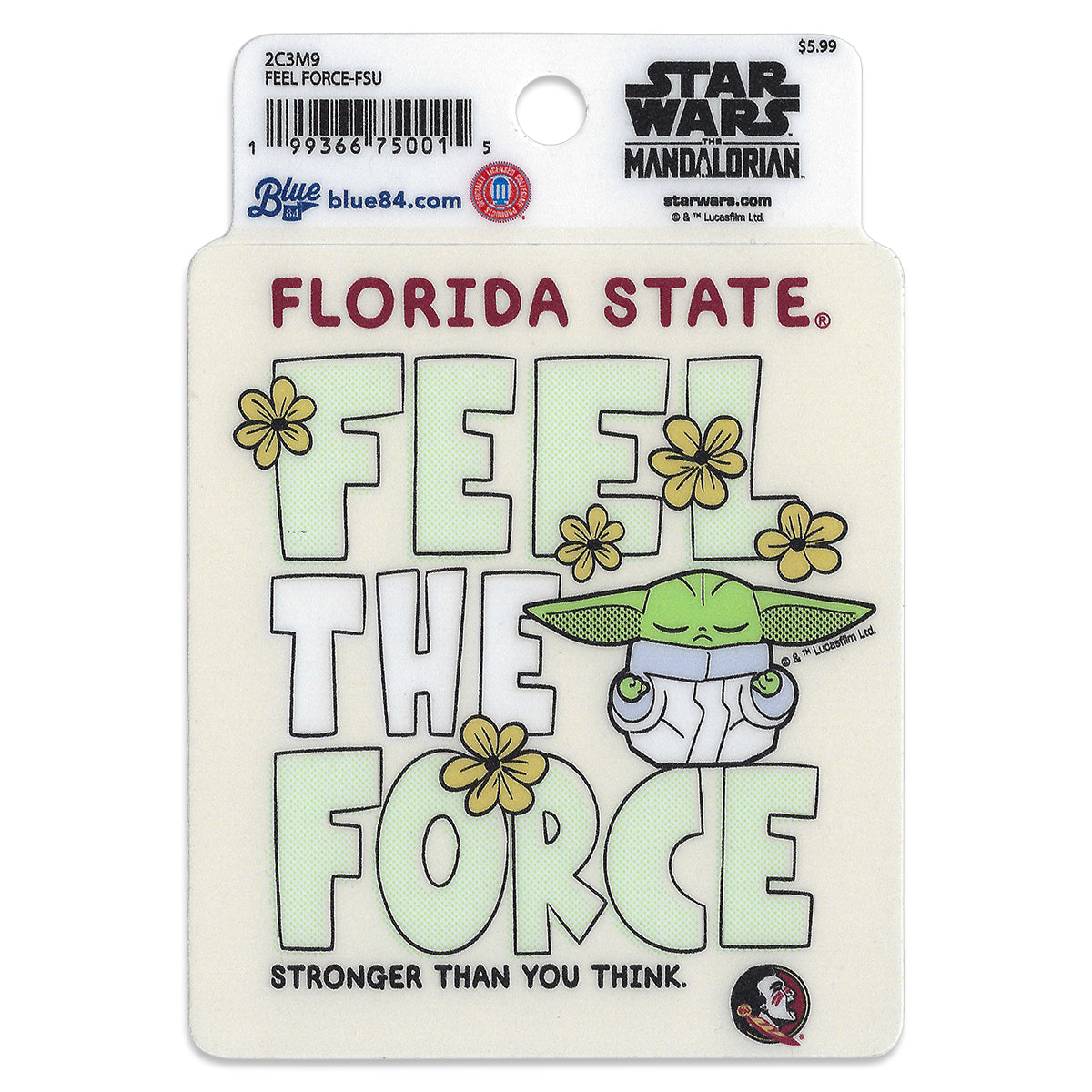Blue 84 Florida State Feel the Force Baby Yoda Decal