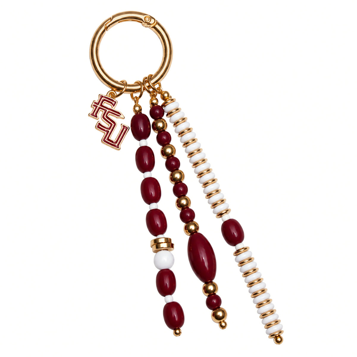 Emerson Street Stacked FSU Beaded Charm Keychain