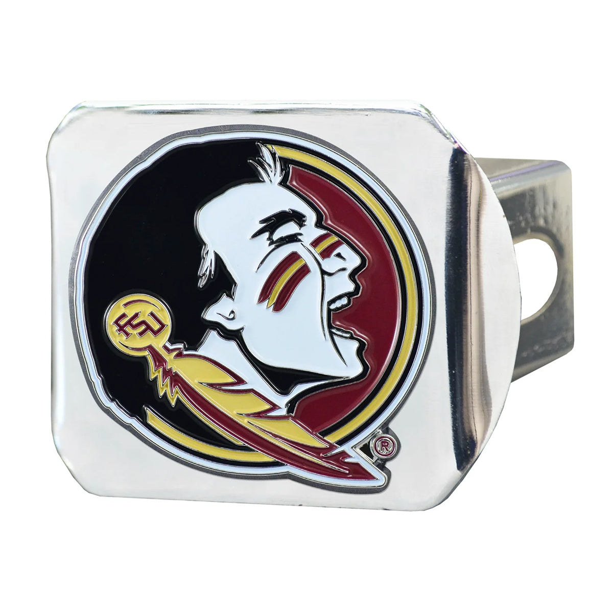 Logo Brands Seminole Logo Metal Trailer Hitch Cover - Chrome