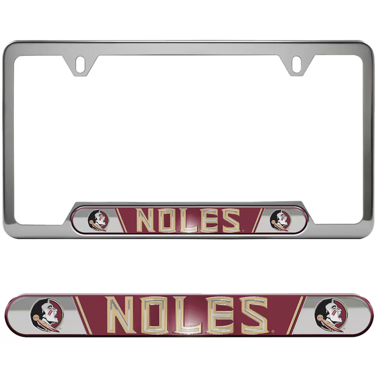 Logo Brands Noles/Seminole Logos Embossed License Plate Frame - Chrome