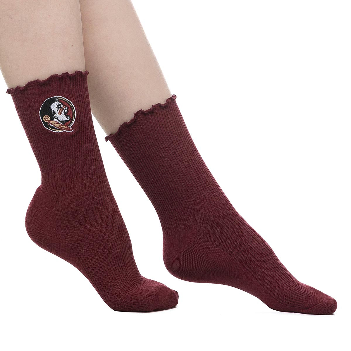 ZooZatz Women's Seminole Logo Lettuce Hem Socks - Garnet