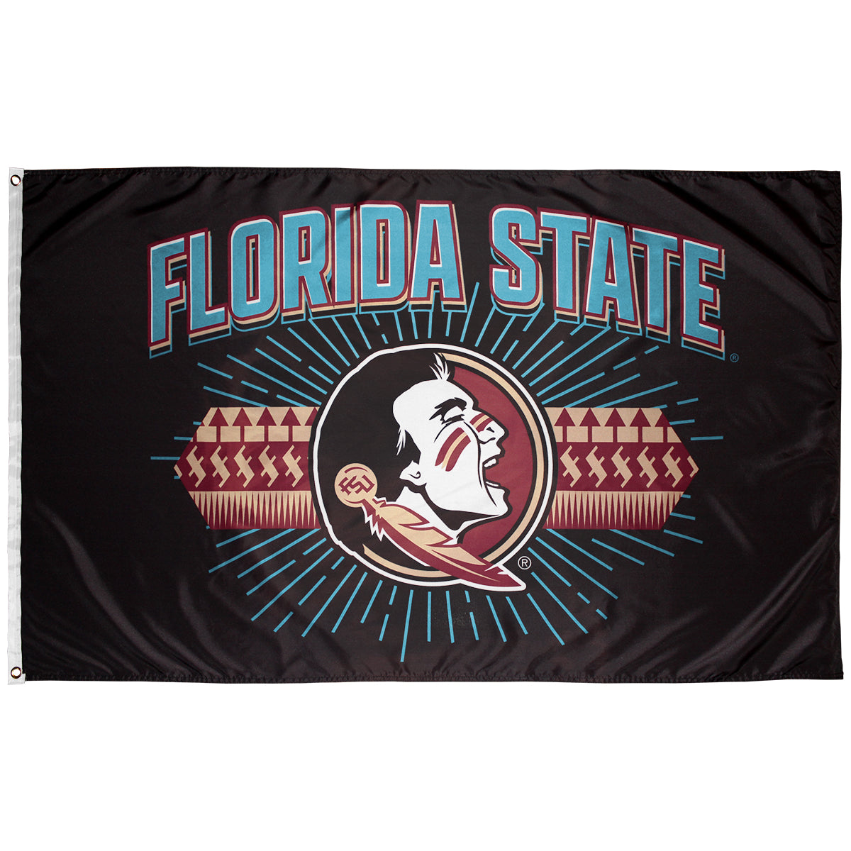 Sewing Concepts Turquoise Florida State/Seminole Logo Design 3'x5' Flag - Black